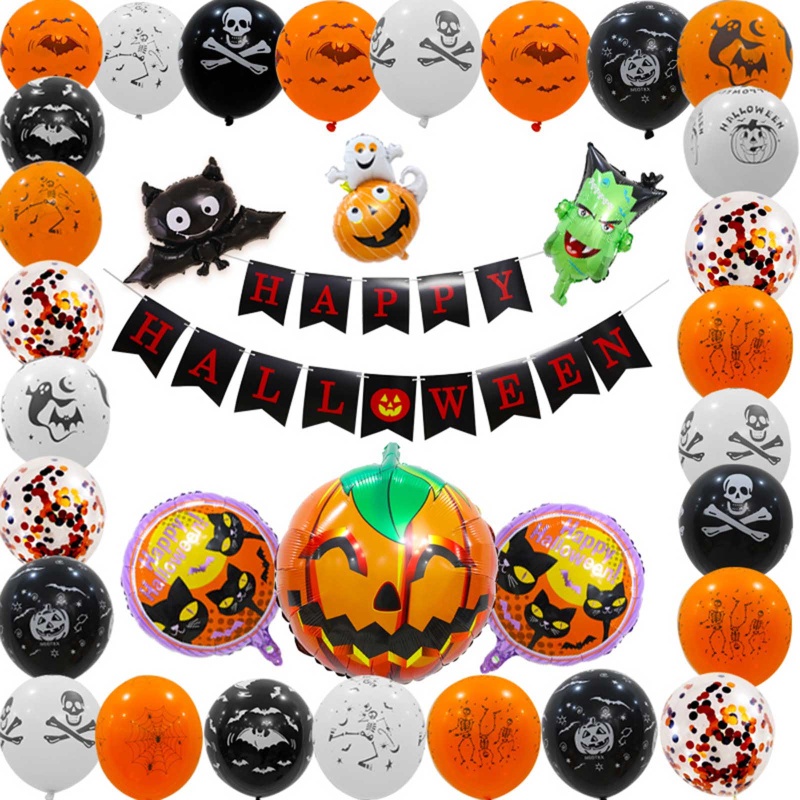 Bộ Bong Bóng Kèm Dây Treo Trang Trí Halloween