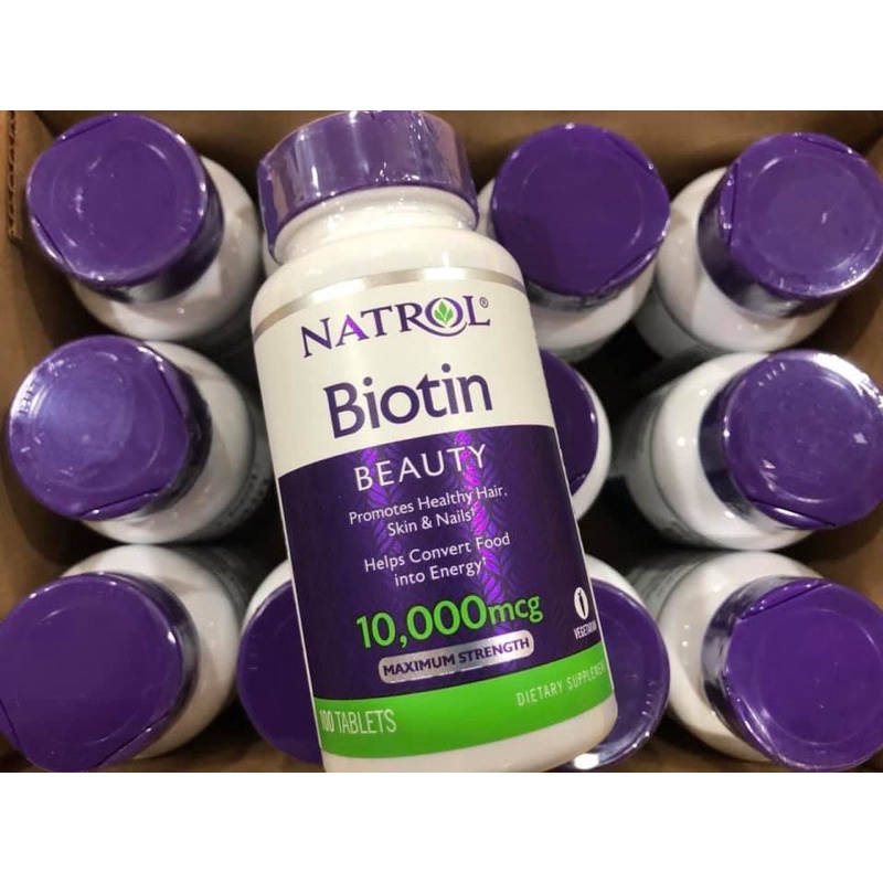 Hộp 100 viên Natral Biotin Beauty 10,000mcg hỗ trợ ngăn ngừa rụng tóc và mọc tóc của Mỹ