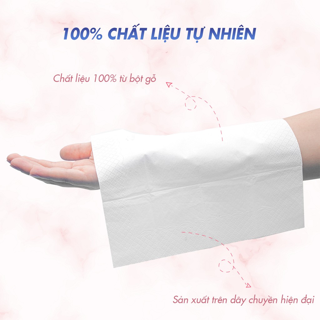 Giấy ăn Slisoft Trắng tự nhiên thân thiện môi trường không chất tẩy trắng (5 gói)