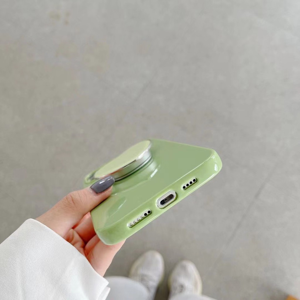 Ốp lưng màu xanh lá mùa hè kèm giá đỡ thích hợp cho Iphone 11 12promax Se 2020 11promax