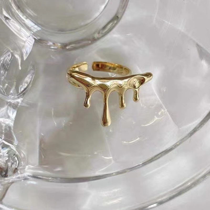 Nhẫn Hở Đính Đá Zircon Hình Giọt Nước Phong Cách Hip Hop Hàn Quốc Thời Trang