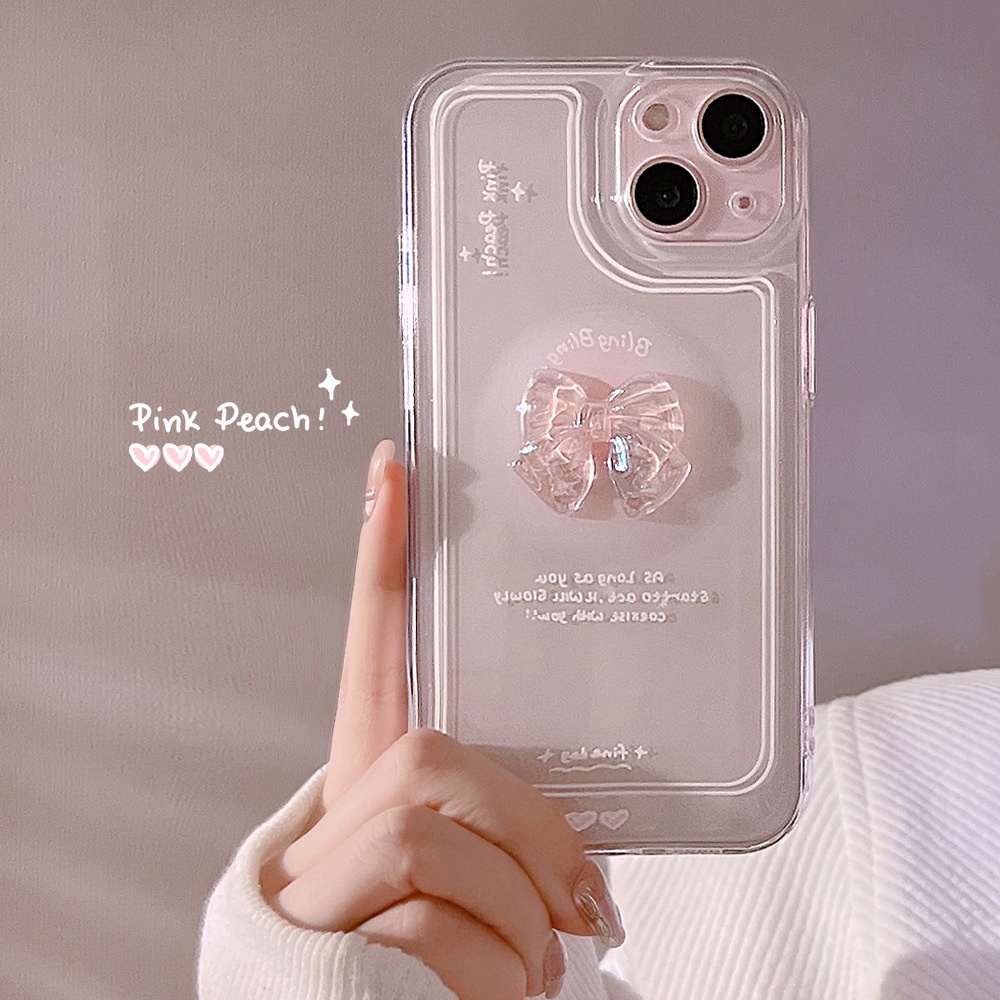 Ốp Điện Thoại Mềm Trong Suốt Họa Tiết Nơ 3d Xinh Xắn Cho iphone 7 8 plus x xr xs 11 12 13 14 15 mini pro max se 2020