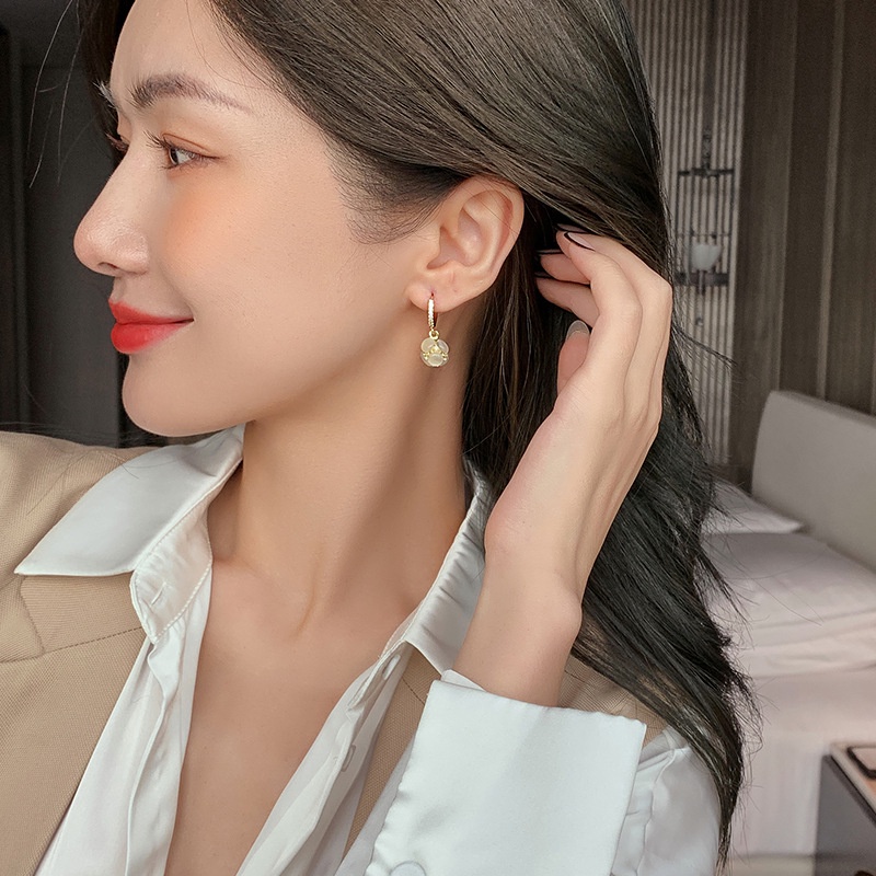 Khuyên Tai Hình Thỏ Đính Đá Zircon 14K Thiết Kế Mới Đáng Yêu Cho Nữ