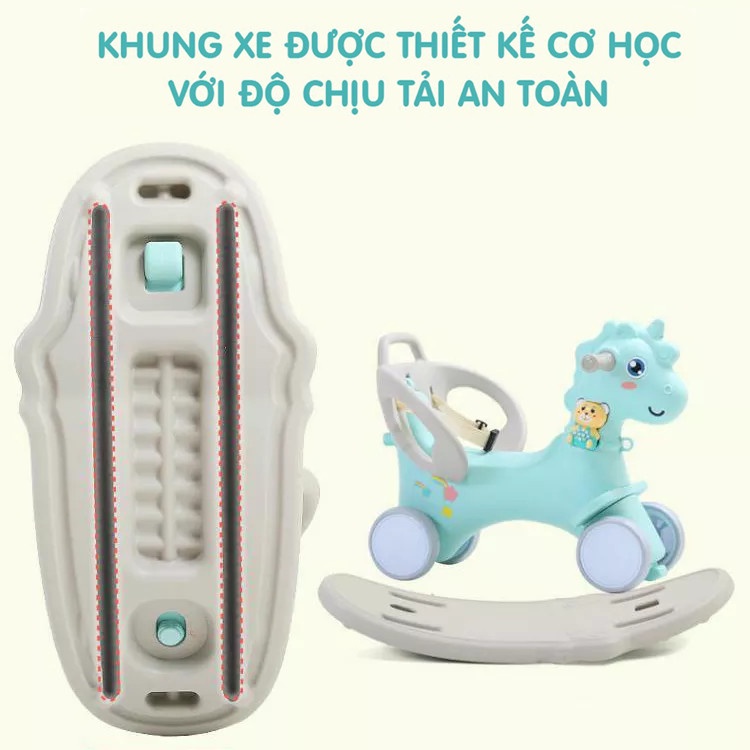 Ngựa Bập Bênh Đa Năng Minamino Kiêm Chòi Chân Xe Đẩy Có Nhạc Cho Bé Chính Hãng
