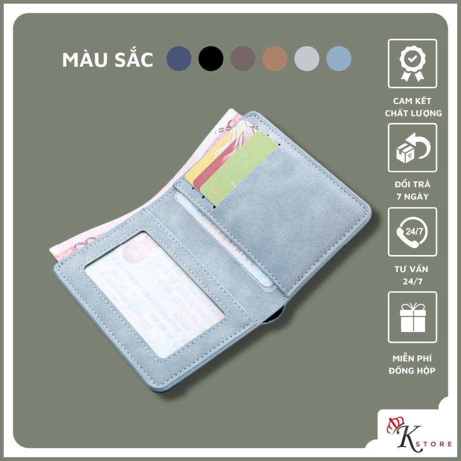 Ví nam cầm tay mini dáng đứng cao cấp bóp da nam nhỏ gọn nhiều ngăn thời trang