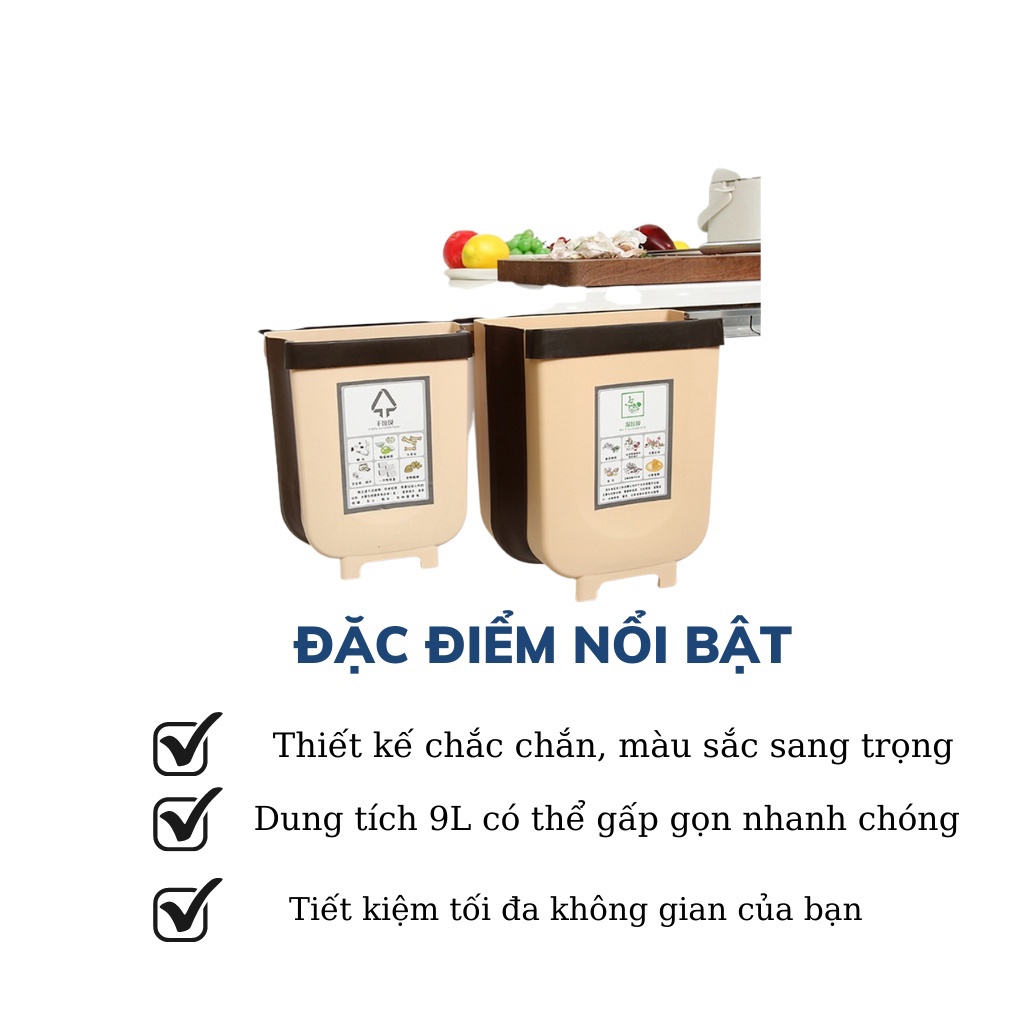 Thùng rác gấp gọn thông minh treo cạnh tủ tiện lợi full box