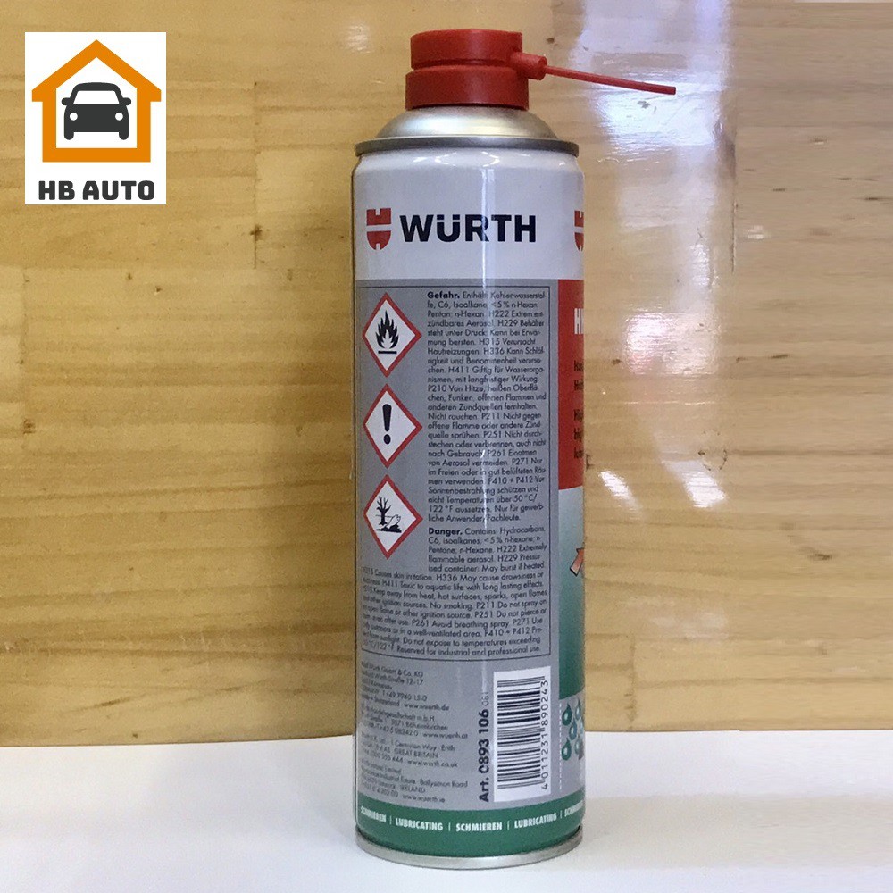 Mỡ Bò Nước Bôi Trơn Chịu Nhiệt Wurth HHS 2000 (500ml) 0893106. bôi trơn, chịu được rung động, chịu nhiệt , chịu được áp