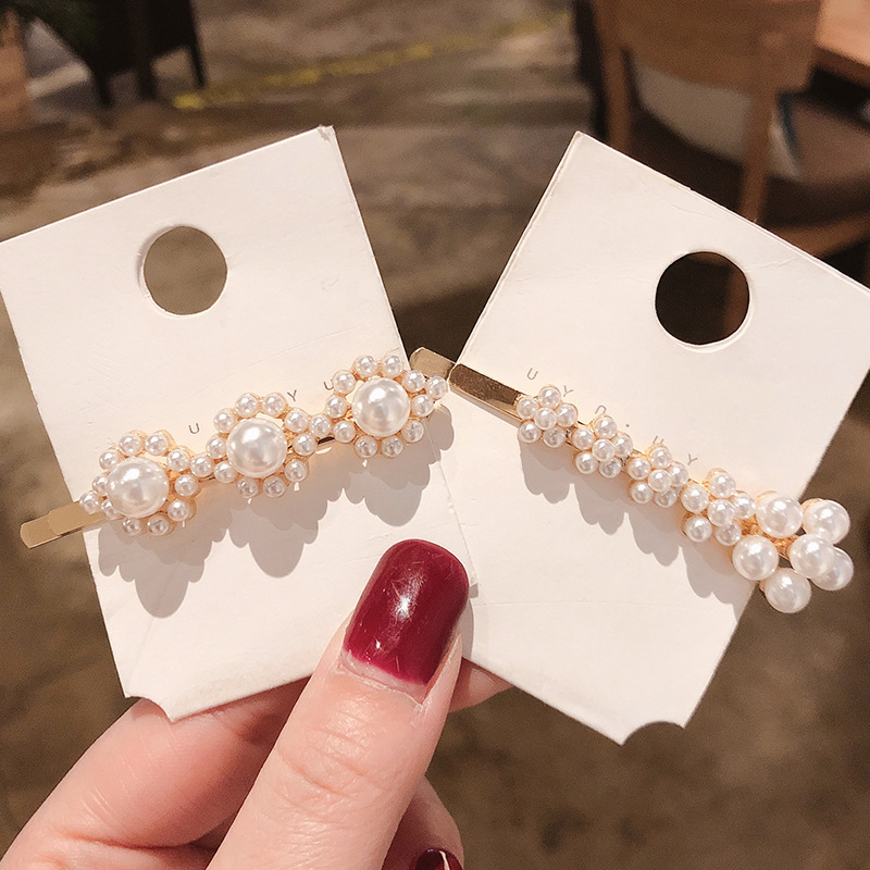 Kẹp Tóc Hình Mặt Cười Đính Ngọc Trai Đơn Giản Kiểu Hàn Quốc