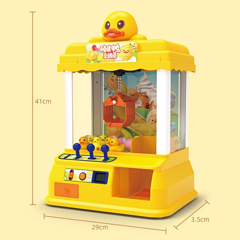 Máy gắp thú vịt vàng cao 41cm kèm gấu và xu