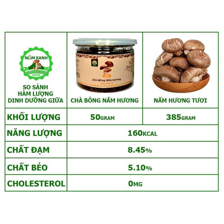 Chà Bông Nấm Hương Cháy Tỏi Thuần Chay (50gr) - Nấm Xanh