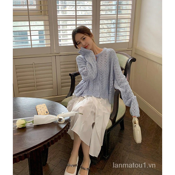 Hollow out Sun Protection Knit Cardigan Women2021Spring and Summer New Korean Casual Loose All-Matching Western Style Air Conditioning Shirt Jacket【15Shipped Within Days】