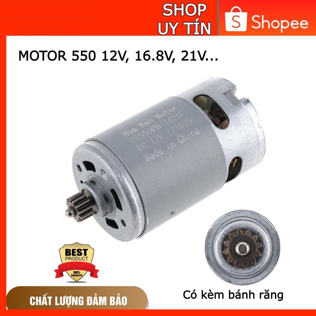 Motor 550 công suất cao có sẵn bánh răng chuyên cho máy pin 12V-21V