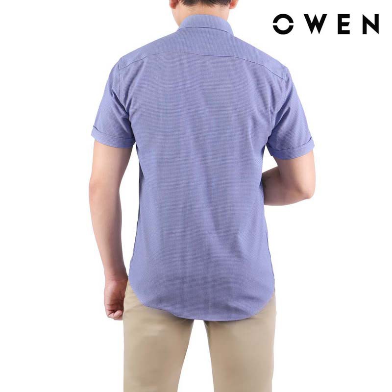 Áo sơ mi ngắn tay Owen Eco-Shell Regularfit Carô màu Xanh - AR23785N