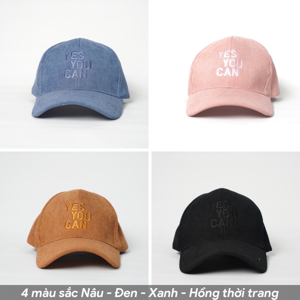 Mũ lưỡi trai - Nón kết thêu chữ Yes You Can phong cách Ulzzang form unisex nam nữ GRAMEN
