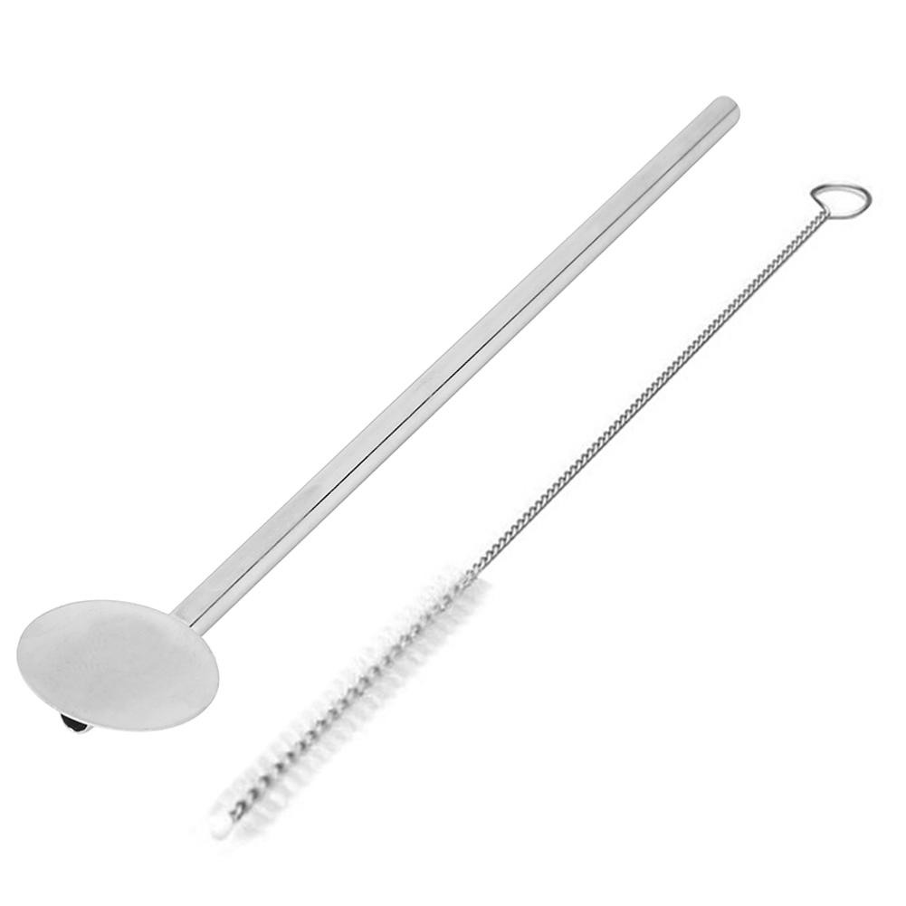 Muỗng kiêm ống hút bằng inox kèm cọ vệ sinh tiện lợi