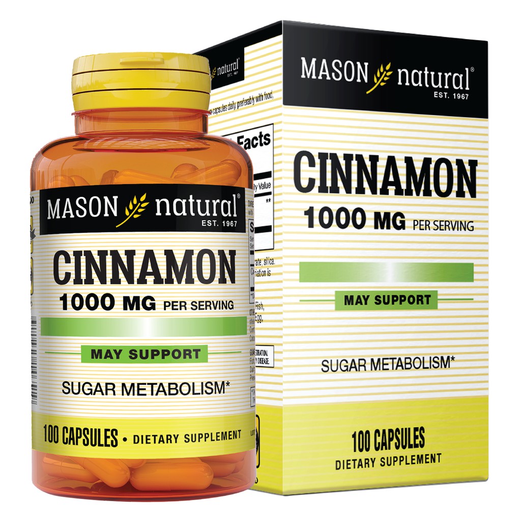Viên Uống Hỗ Trợ Chuyển Hoá Đường MASON NATURAL Cinnamon 100 Viên