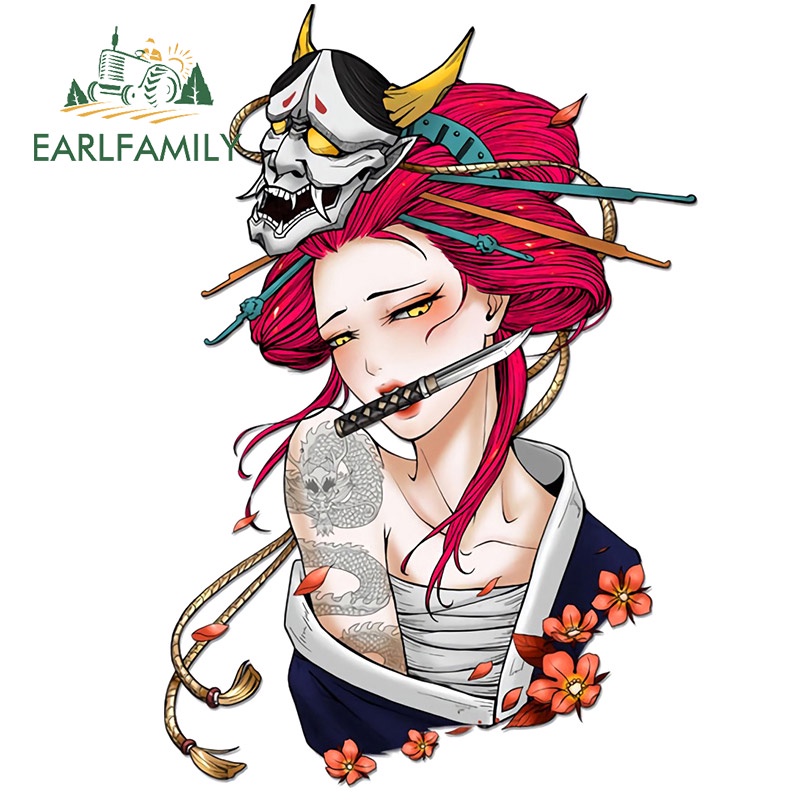 Đề Can vinyl Dán Trang Trí Xe Hơi / Xe Máy Họa Tiết samurai Nhật Bản 13Cmx8.9Cm Chống Thấm Nước Vui Nhộn
