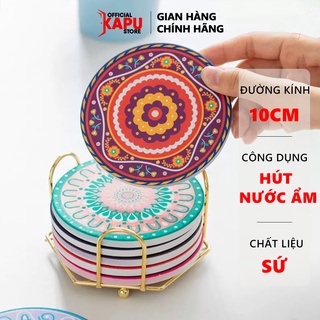 Đế lót ly KAPU thấm hút nước rất tốt, lót cốc bằng gốm cao cấp nhiều mẫu mã