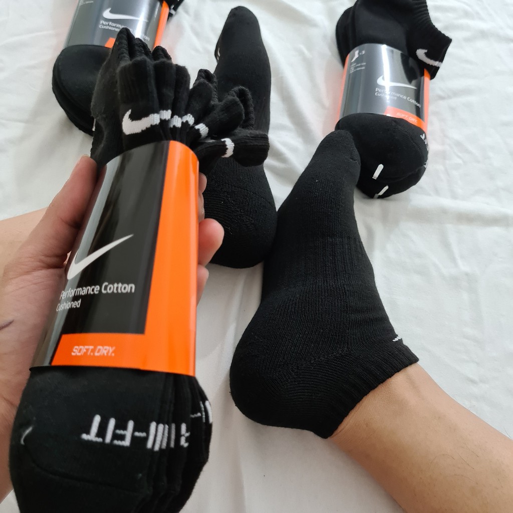 Pack 3 đôi tất thể thao nike cổ ngắn drifit đen - Free ship + Quà tặng Loved socks by TatsTats.vn