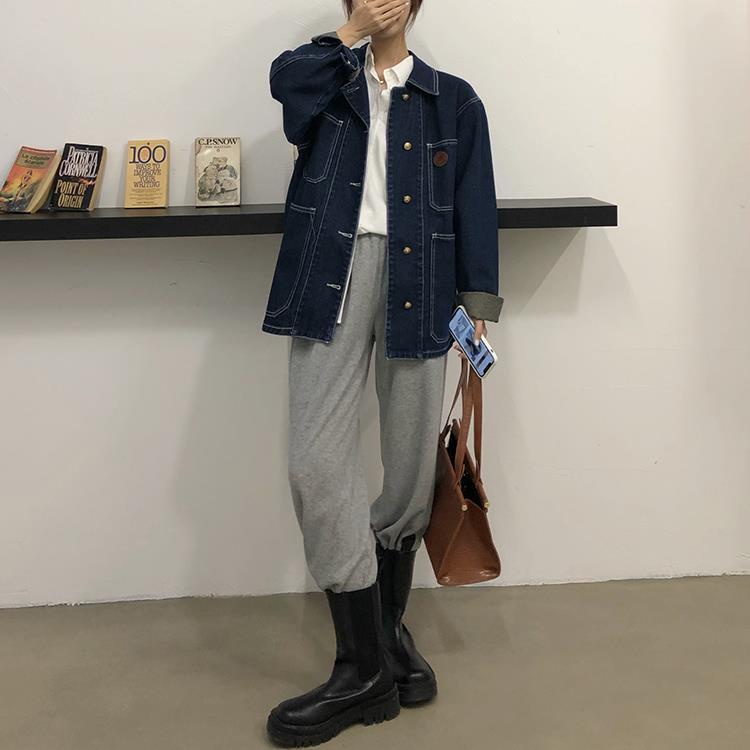 Áo Khoác Denim Dáng Rộng Cỡ Lớn Thời Trang Mùa Đông Cho Nữ