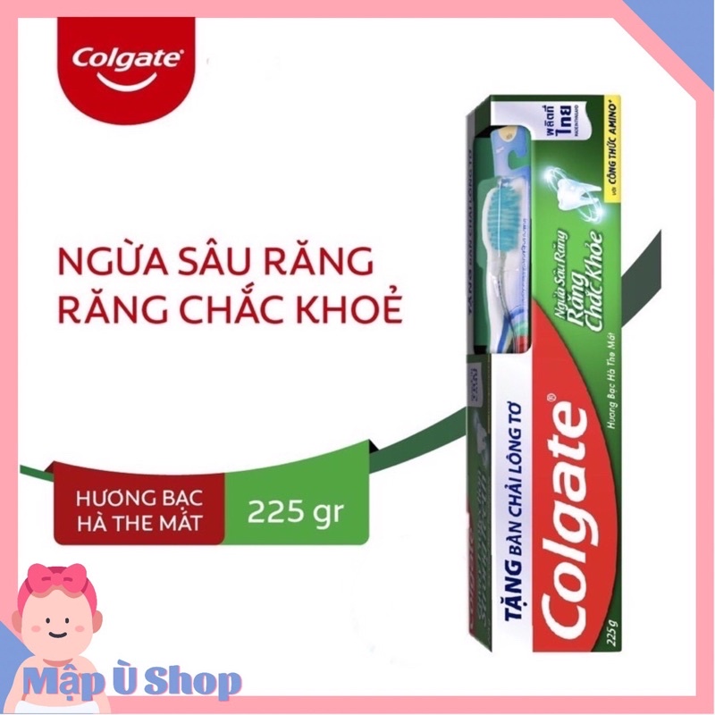 [HSD 2024] Kem đánh răng Colgate bạc hà ngừa sâu răng 225g tặng kèm bàn chải