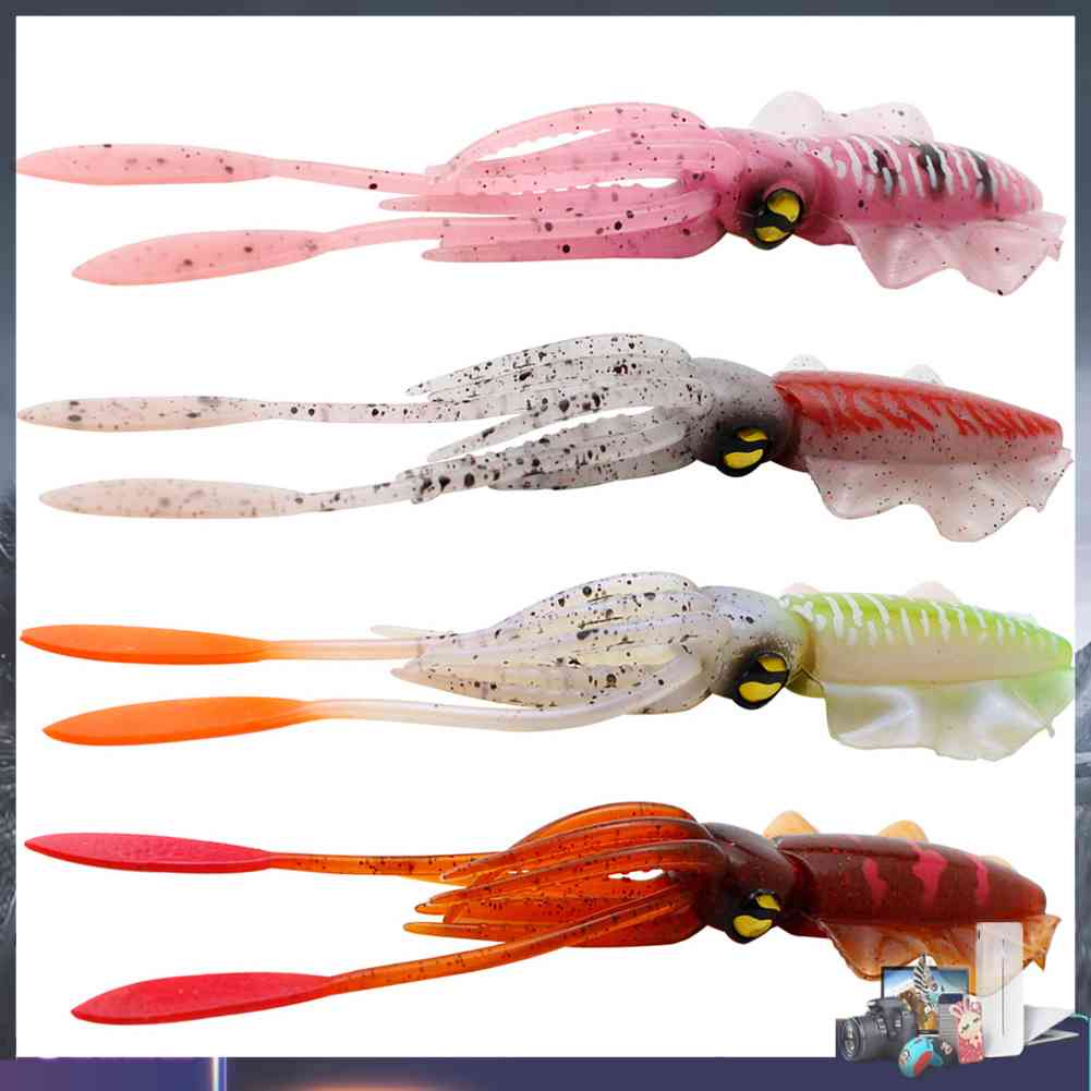 Mồi Câu Cá Giả Hình Bạch Tuộc 3D Phát Sáng 15cm Mềm
