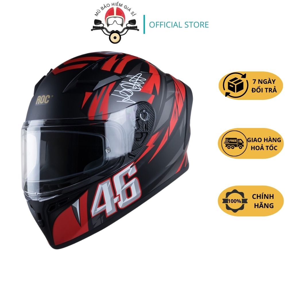 Mũ nón bảo hiểm Fullface 1 kính ROC 01 - ROC R03 - RO5 2 Kính tem Leopard chính hãng bảo hành 24 tháng