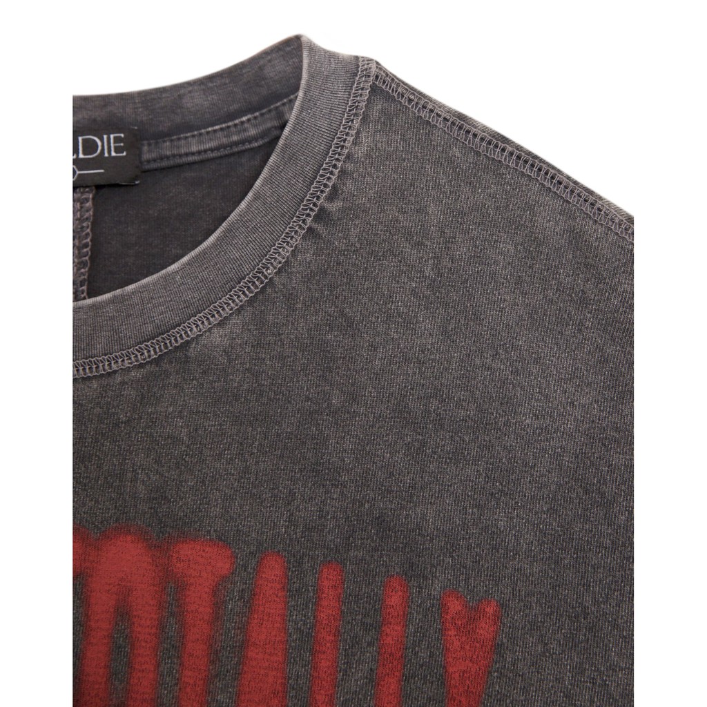 Áo thun 'GOLDIE VIBE' 100% cotton 2 chiều giặt mài màu xám | BigBuy360 - bigbuy360.vn