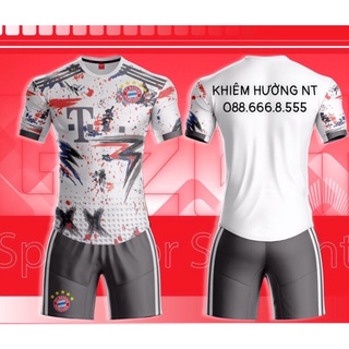 Áo đá bóng CLB Bayern Munich Sân Khách "Trắng" 2022-2023 Thun lạnh cao cấp chuẩn thi đấu