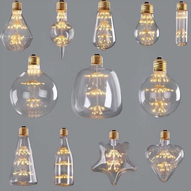 Bộ 3 bóng đèn led trang trí pháo hoa hình T185, đèn trang trí độc đáo