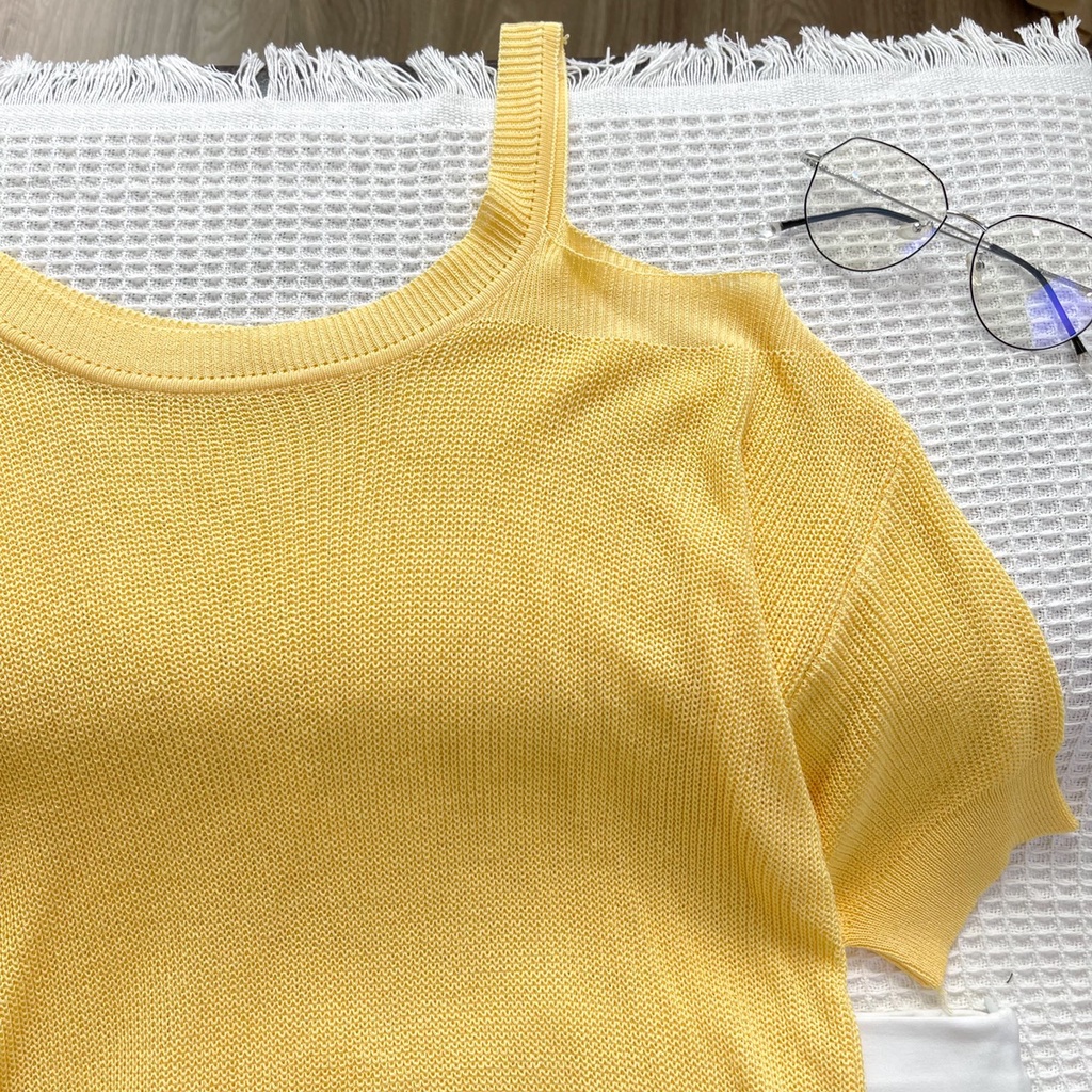 Áo vàng khoét 1vai (ảnh thật do shop chụp)