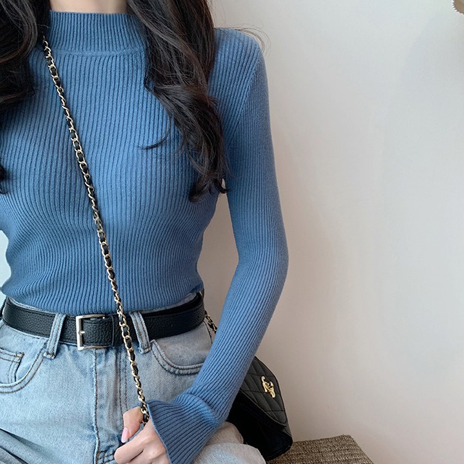 Áo len Xiaozhainv dài tay cổ lọ màu trơn thời trang cho nữ | BigBuy360 - bigbuy360.vn