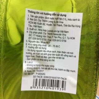 BÌNH NƯỚC LOCK & LOCK 2.1L