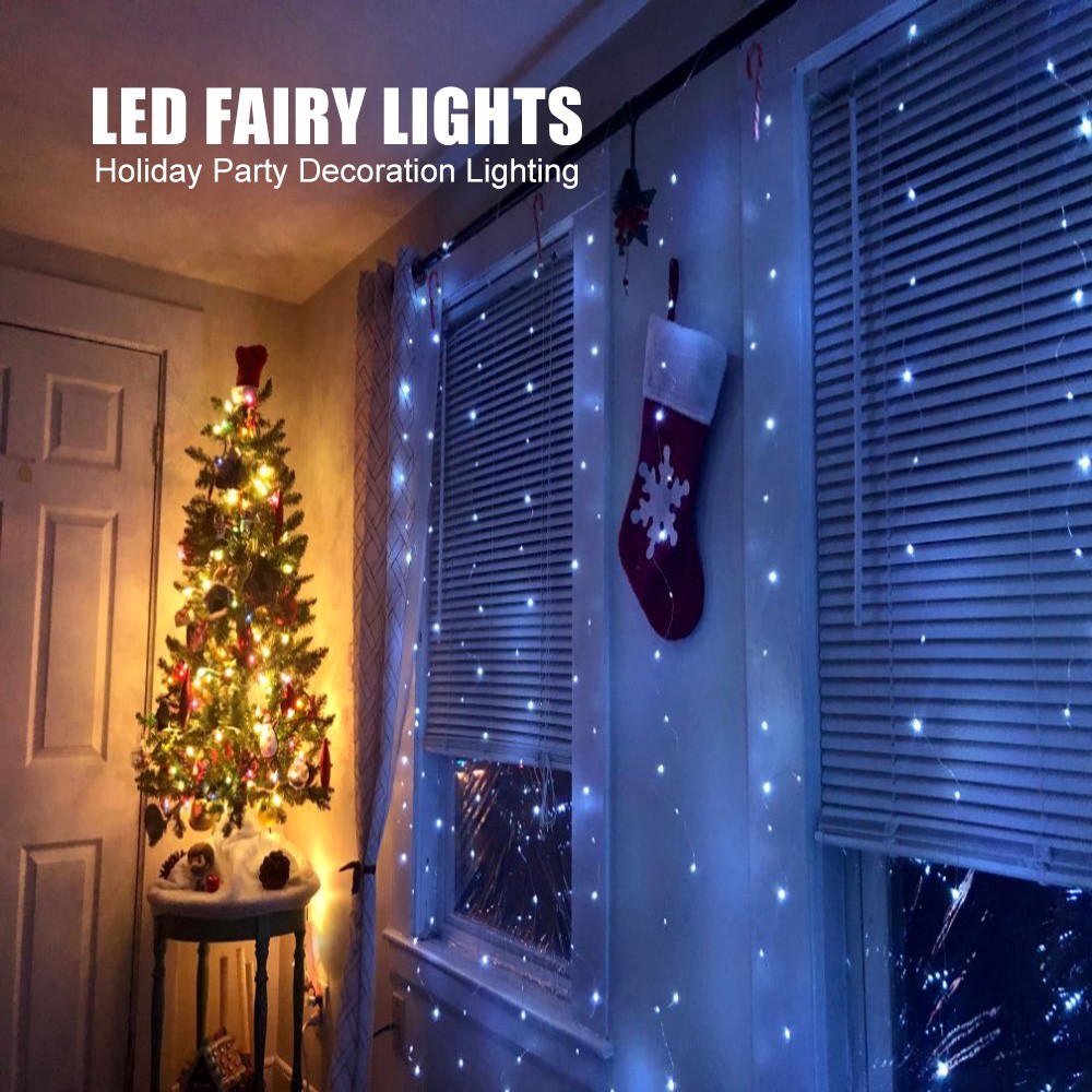 Remote Control LED Window Curtain String Lights/Christmas Wedding New Year 8 Modes Fairy Lights Garland/Home Bedroom Decor Holiday Decorations USB Strip Lighting