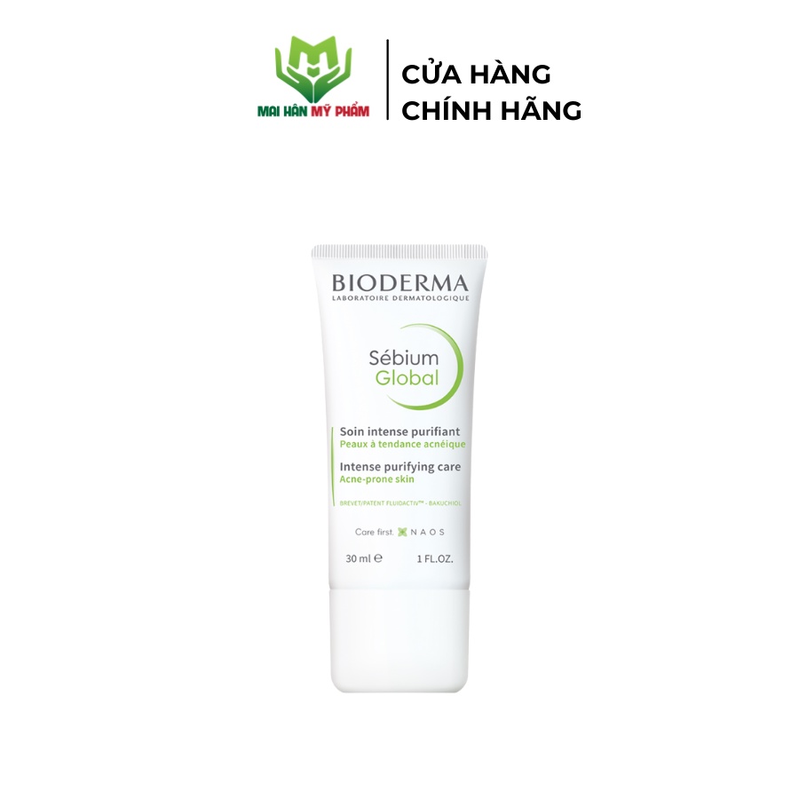 Bộ đôi Gel rửa mặt tạo bọt Bioderma Sebium Gel Moussant 200ml và Kem ngừa Mụn Bioderma Sebium Global 30ml