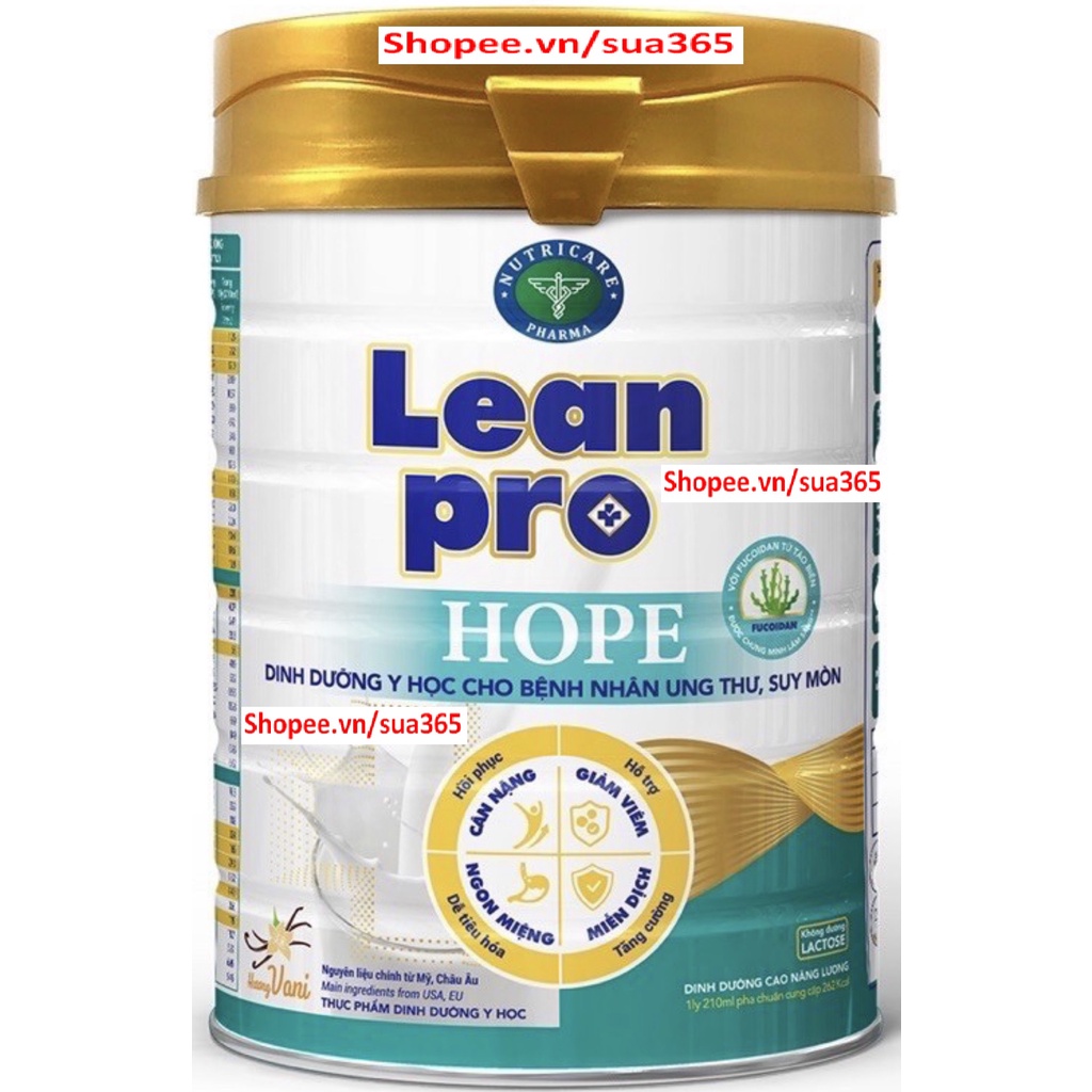 Sữa Lean pro Hope _900g - Dinh Dưỡng Cho Bệnh Ung Thư, Suy Mòn - Date Luôn Mới