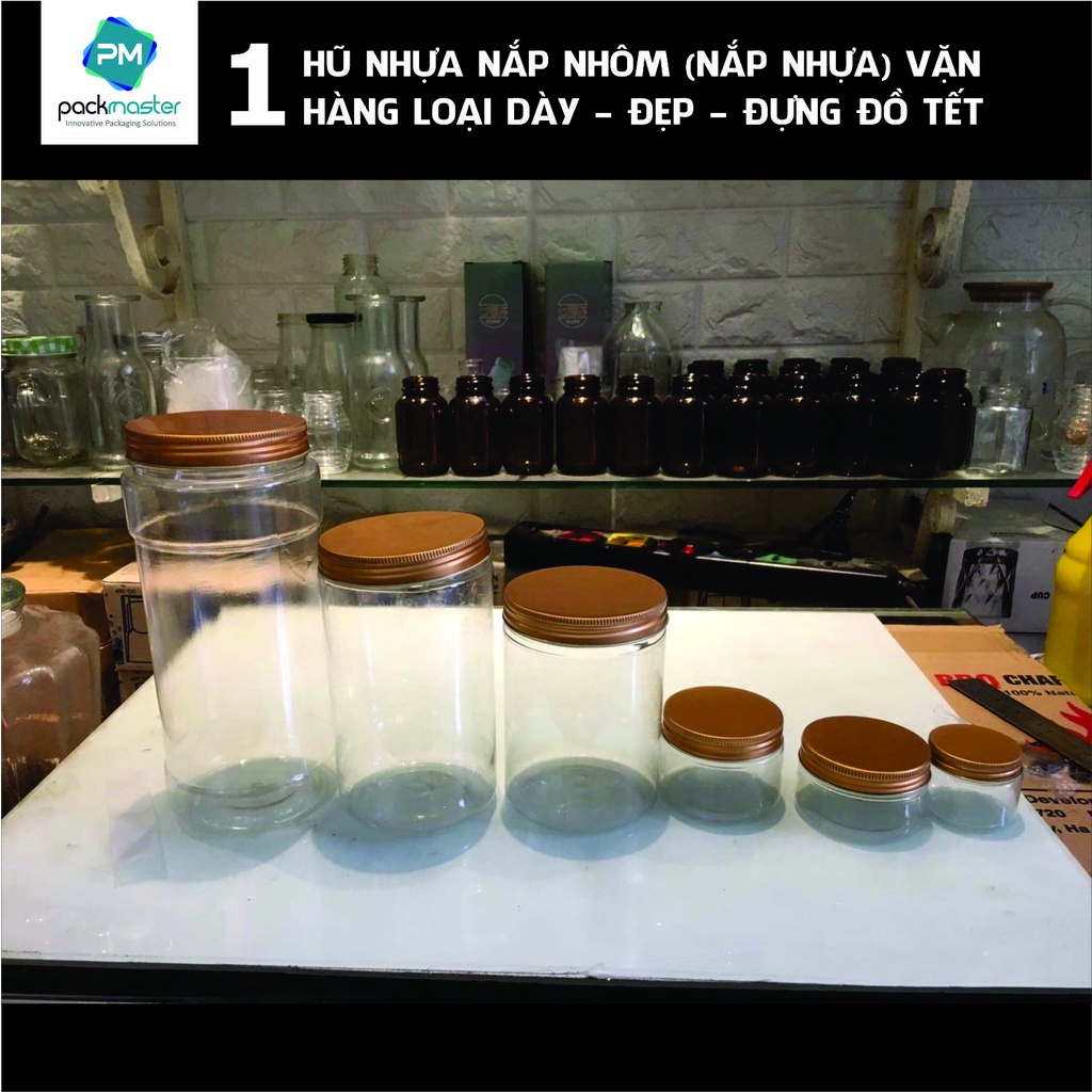 Lẻ 1 chiếc Hũ nhựa tròn nắp nhôm  vặn