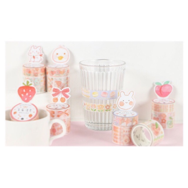 Set 2 cuộn washi sticker pvc trong suốt kẹo ngọt dễ thương