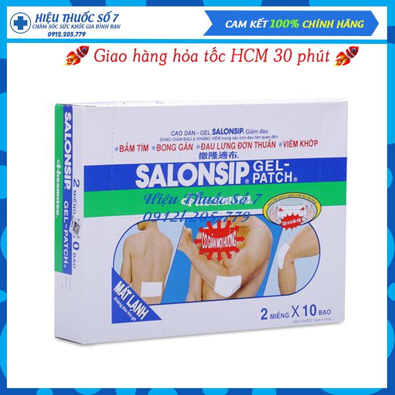 Salonsip Gel Patch gói 2 miếng cao dán giúp giảm đau hiệu quả