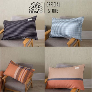 Vỏ gối nằm cotton Tici kẻ caro LIDACO cỡ lớn 47x67cm