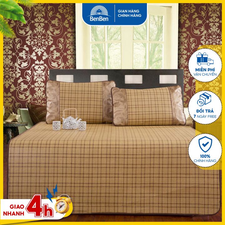Chiếu điều hòa sợi mây mát lạnh size 1.4x1.9m, chiếu ngủ trưa văn phòng êm ái gọn nhẹ, gấp gọn tiện lợi - Ben Ben