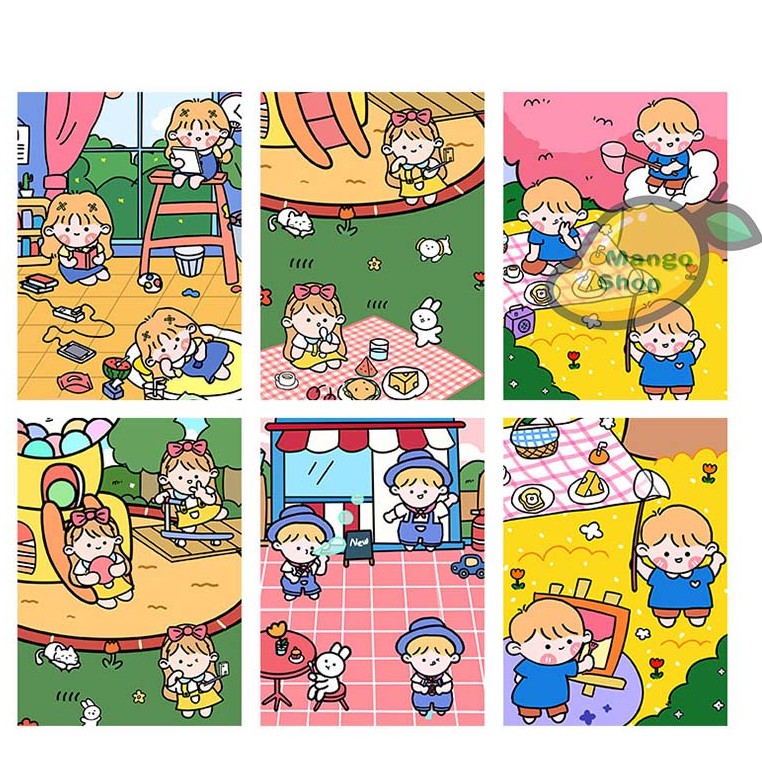 Set poster Thẻ Giấy Trang Trí hoạt hình dễ thương ( Sticker dán tường xinh xắn )