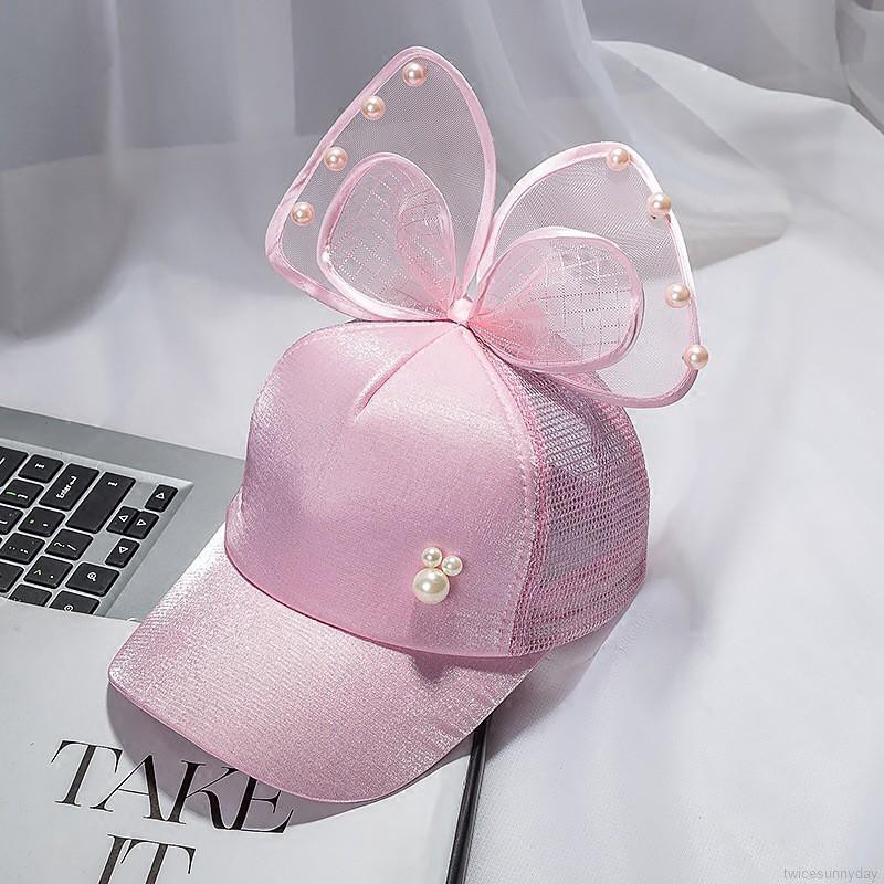 Nón lưỡi trai đính ngọc trai dành cho bé gái