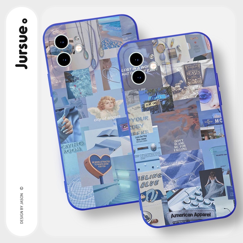 Ốp lưng JURSUE mềm viền vuông hình dễ thương đẹp cho iPhone 13 12 11 Pro Max SE 2020 X XR XS 8 7 ip 6S 6 Plus Y1972