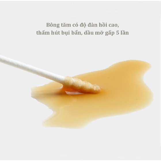 Tăm bông cho bé sơ sinh, bông tự nhiên, hộp 400 que MISUTA