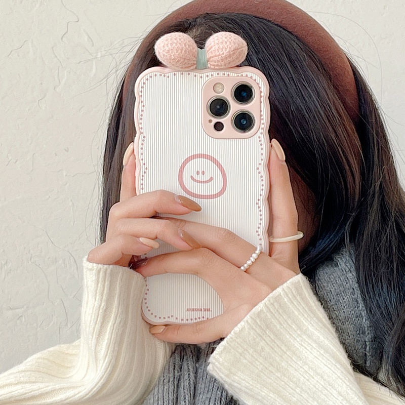 Ốp điện thoại da cừu mẫu mặt cười nơ cho iPhone 13Pro Max 13Pro 13 12ProMax 12Pro 12 11 Pro Max IX Xs Max XR 7 8 Plus | BigBuy360 - bigbuy360.vn