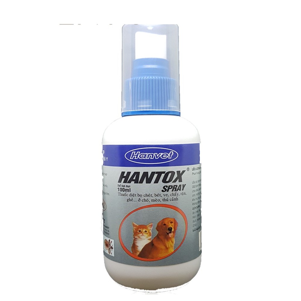 Hantox Spray (Chai 100 ML) -Xịt Trị Ve Ghẻ, Bọ Chét Cho Chó Mèo