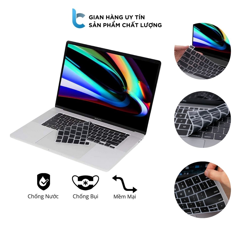 Lót Phím Đen Silicon Bảo Vệ Bàn Phím Macbook Chống Bụi Bẩn, Chống Nước, Mềm Mại Lucas