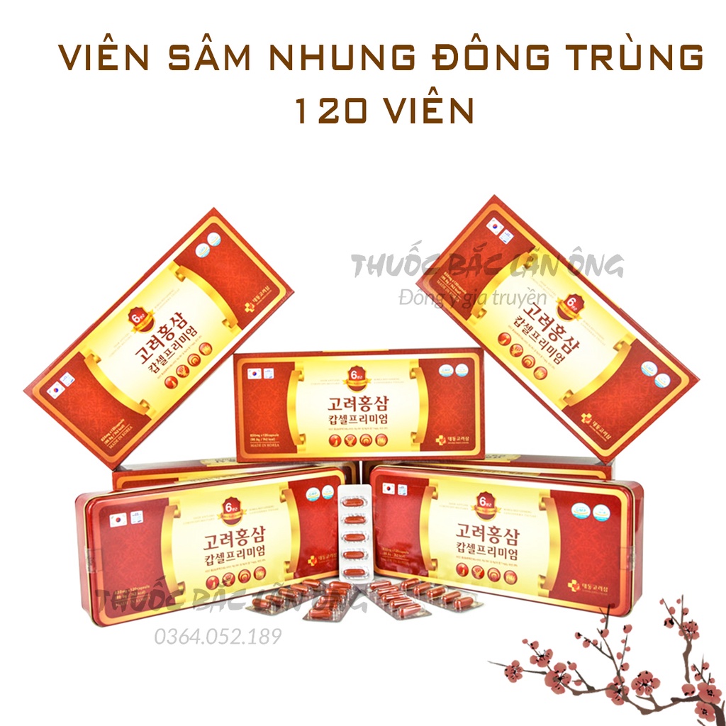 Viên sâm nhung linh chi đông trùng (Hộp 120v) - Thuốc Bắc Lãn Ông