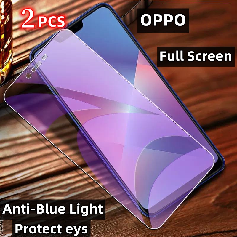 Set 2 Kính Cường Lực Full Keo Chống Tia Sáng Xanh Cho OPPO A5S A16 2020 A15 A31 A3S Reno 4 2Z 5 6 7 5Z 6Z 7Z 2F A16K A91 F15 F17 A73 A94 A95 A74 A5 A57 A77 A77S A9 A11K AX7 A7N A54 A55 A76 A32 A33 A53 F1S A59 F5 Youth A83 F9 F11 F19 F17 Pro A93 K3 10X
